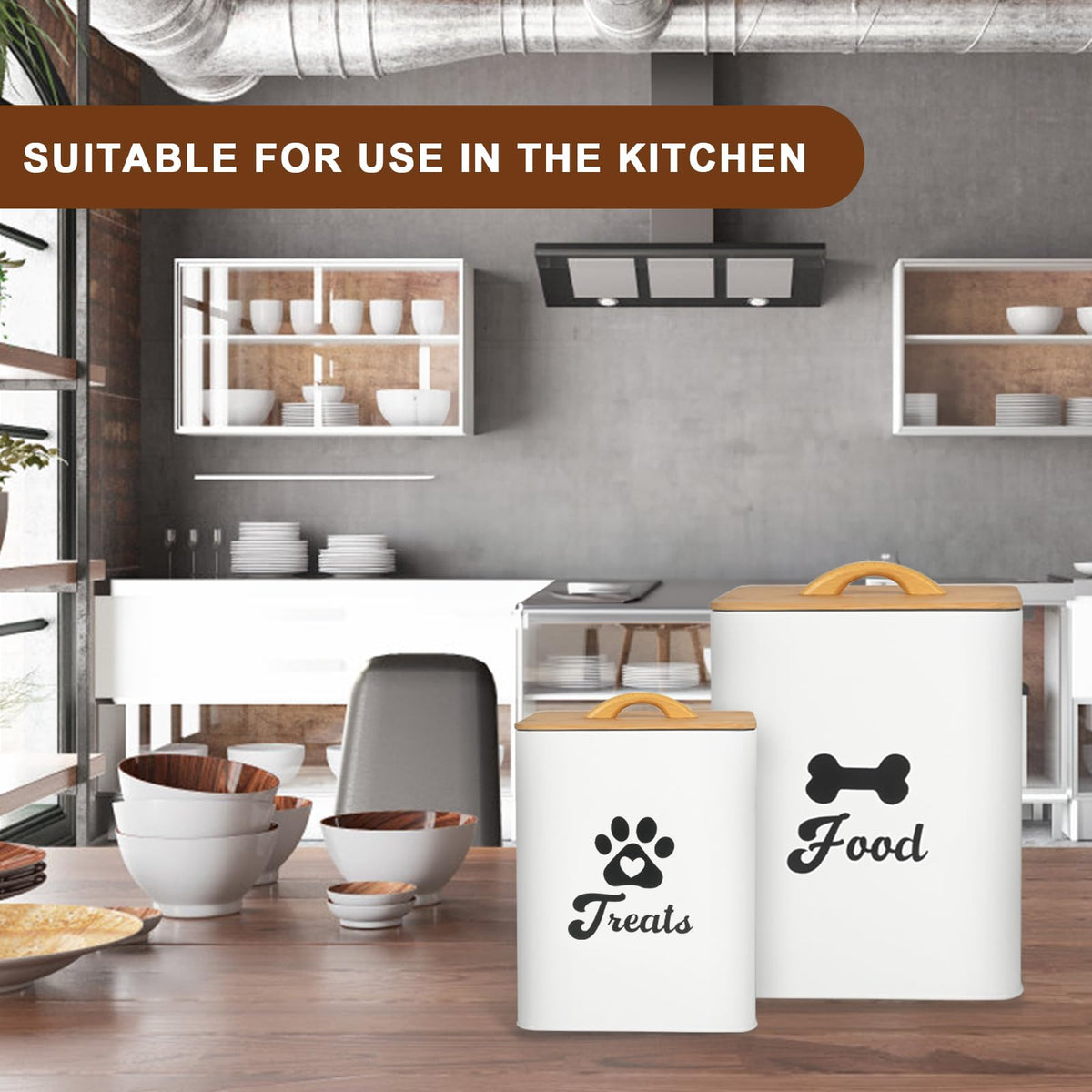 White 2PCS Airtight Dog Treat Container W607215