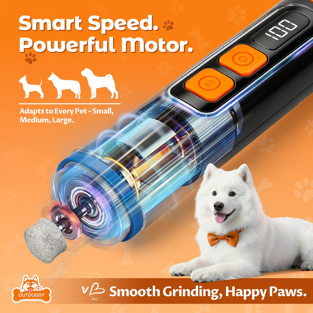 Dog Nail Grinder, Quiet 3-Speed with LED & Safety Guard X163
