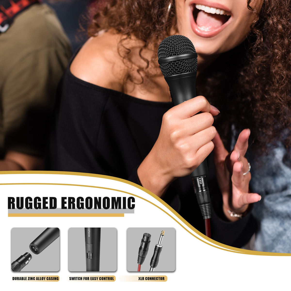 Dynamic Handheld Vocal Microphone with XLR to 1/4'' Audio Cable E250781