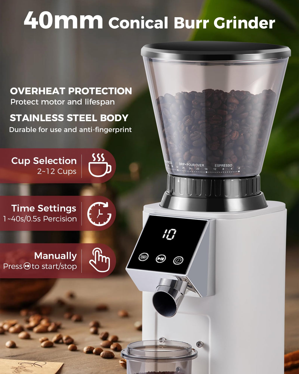 Espresso Machine with Conical Burr Coffee Grinder G2542