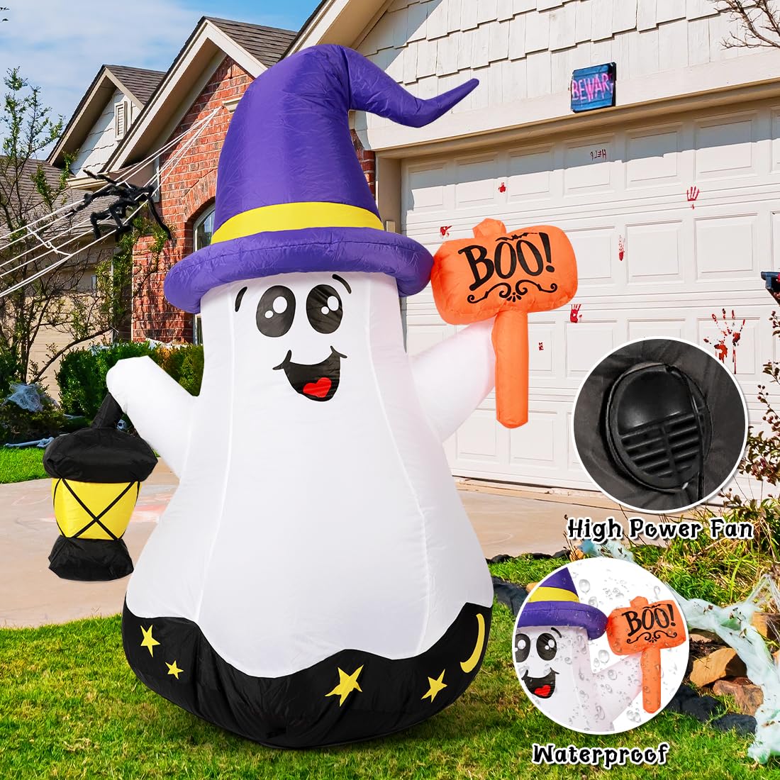 5 FT Halloween Inflatables Ghost with Built-in LEDs P2096