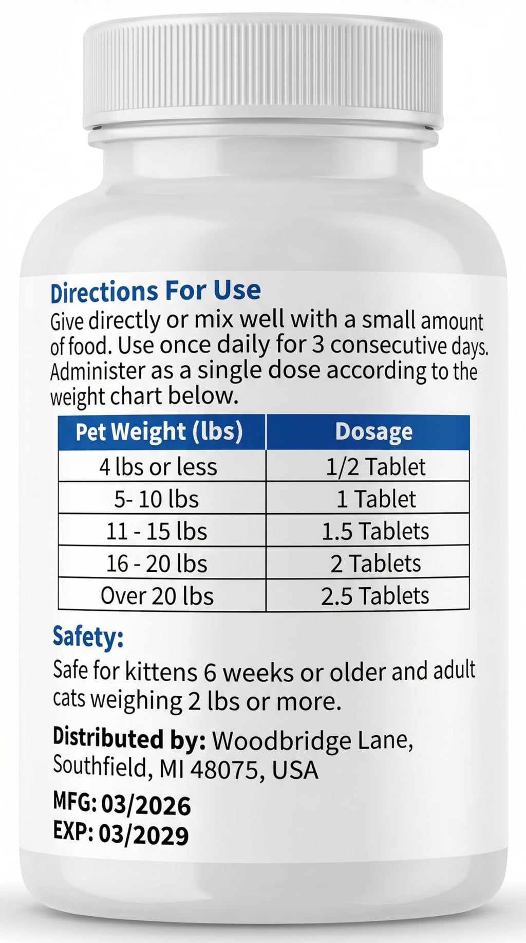 Broad Spectrum Dewormer Tablets for Cats and Kittens, 100 Tablets K981990