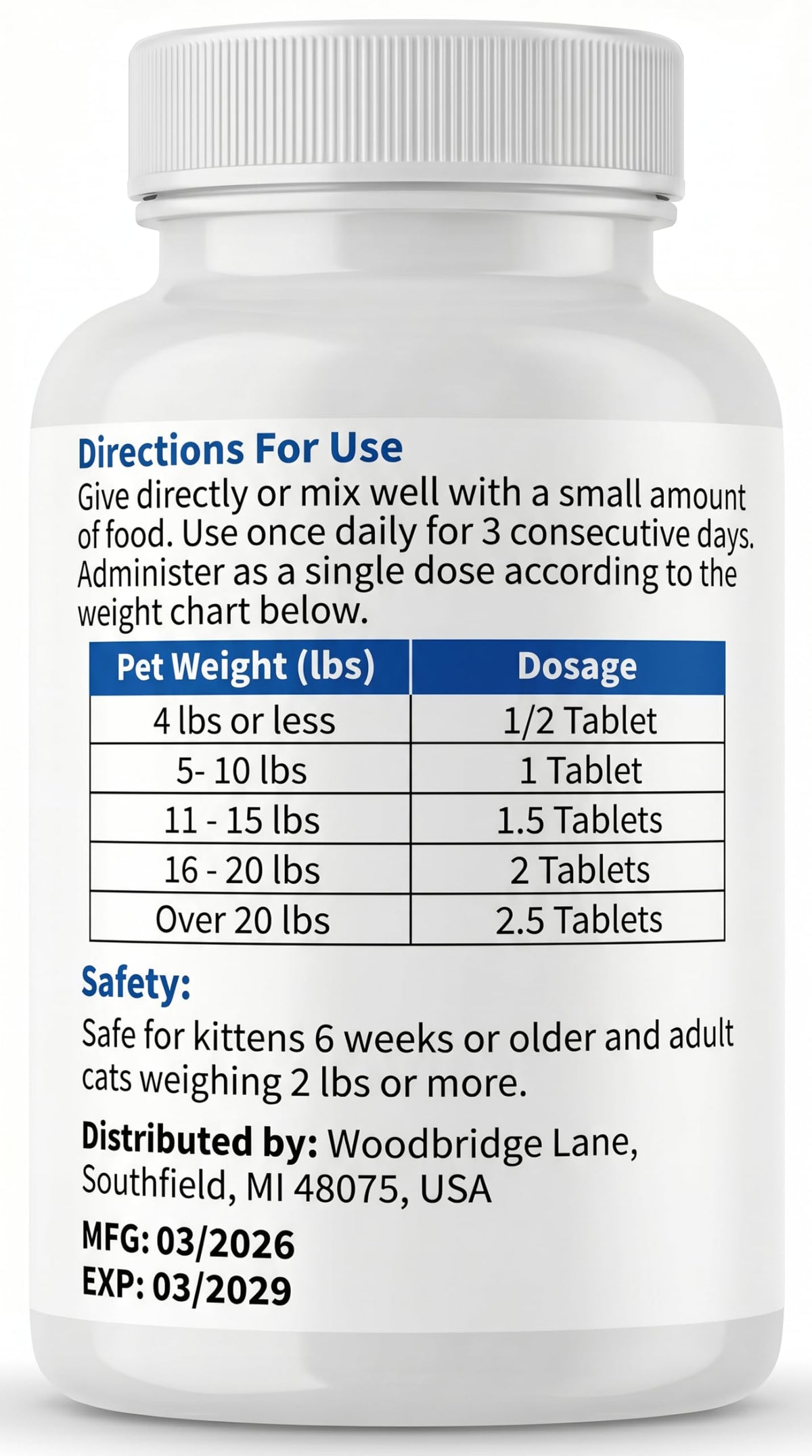 Broad Spectrum Dewormer Tablets for Cats and Kittens, 100 Tablets K981990
