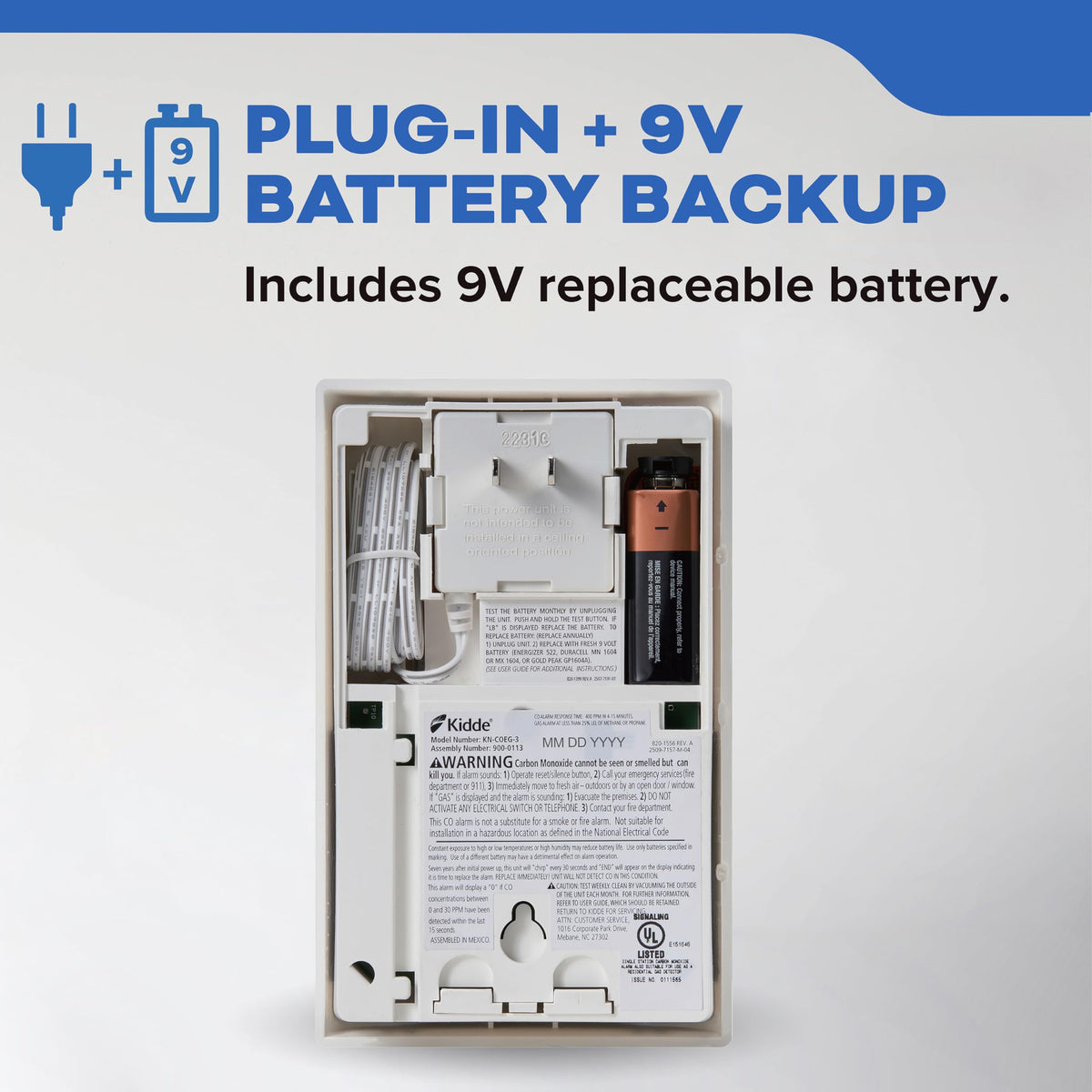 Carbon Monoxide & Explosive Gas Detector, Plug-in with Battery Backup C24716