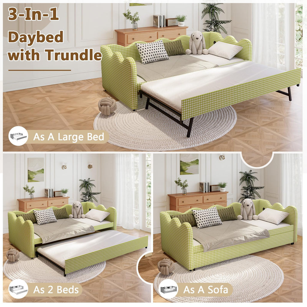 Twin Size Upholstered Daybed with Pop Up Trundle M42862