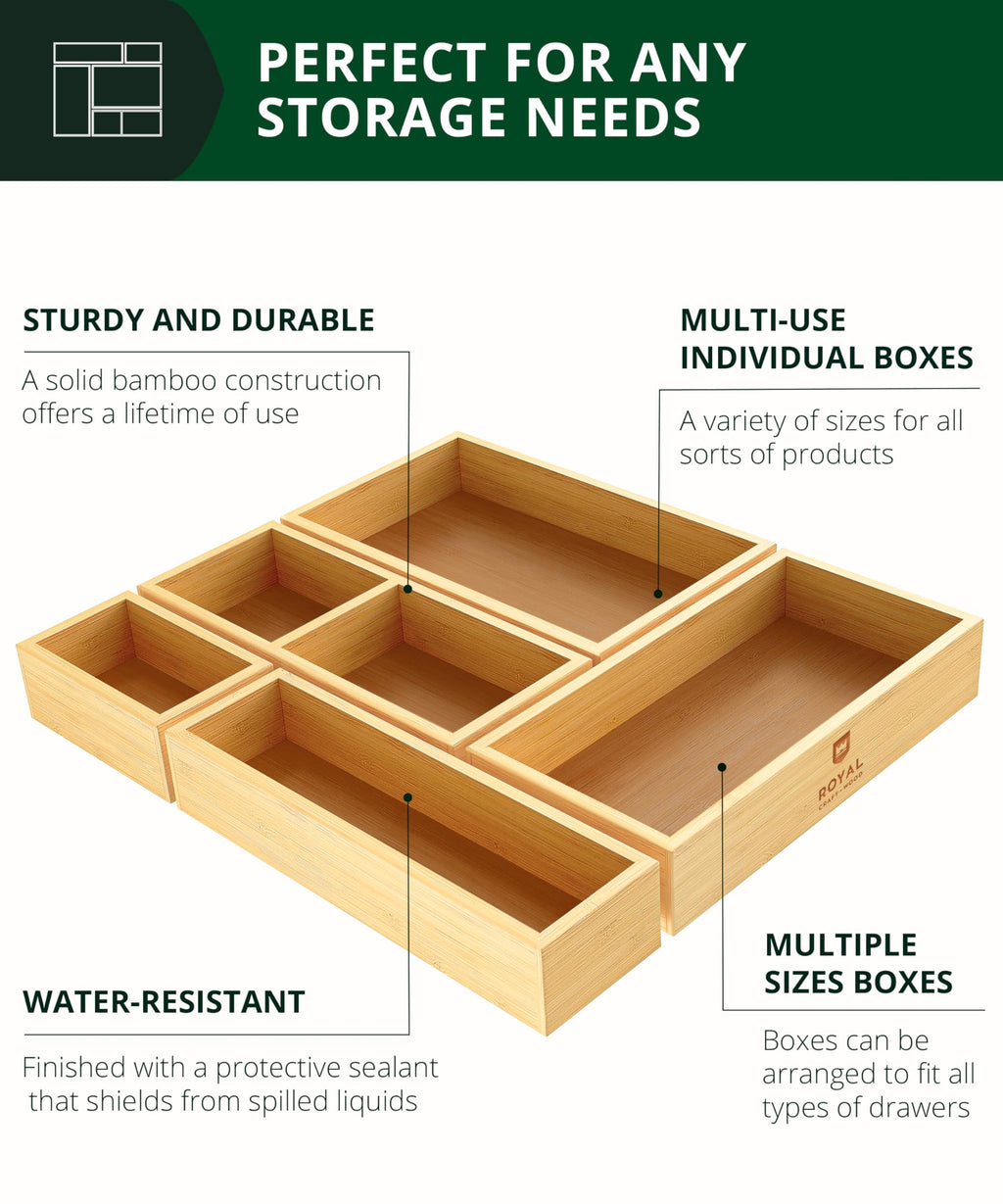5-Piece Bamboo Drawer Organizer Set D60191