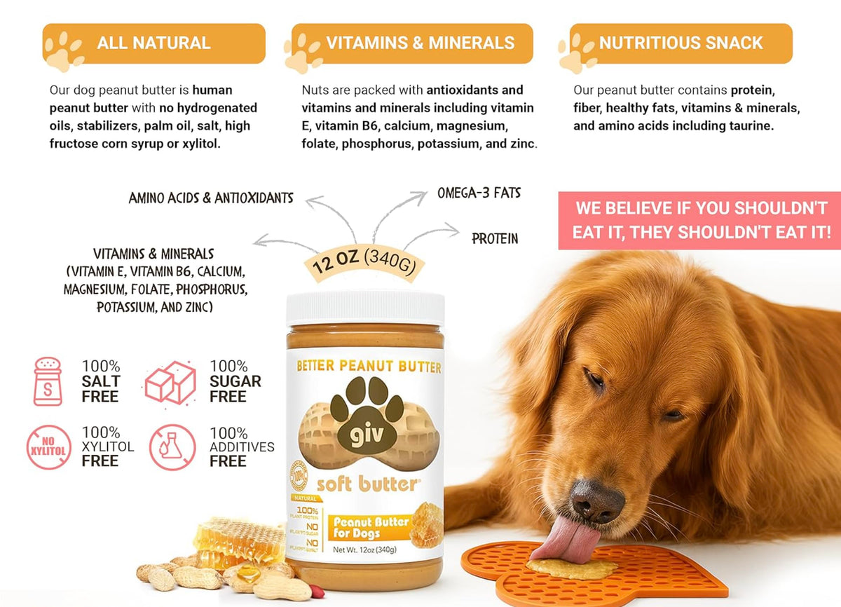 All Natural Peanut Butter 12oz Jar, 4oz Pouch & Lick Mat X22484