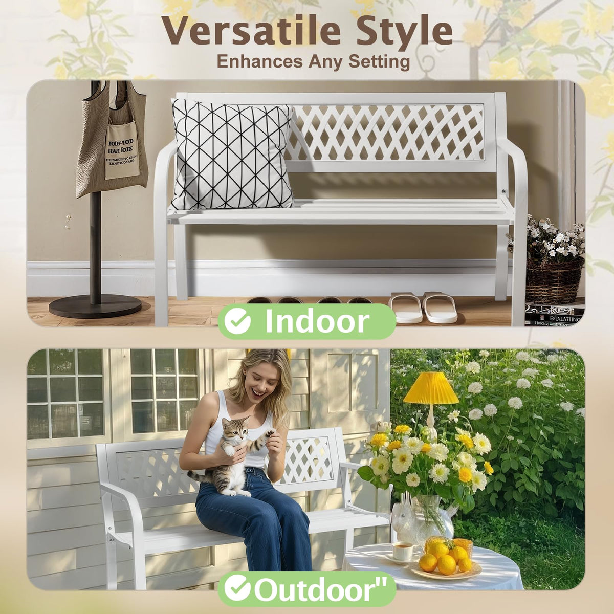 White 2-Person Outdoor Bench P7671