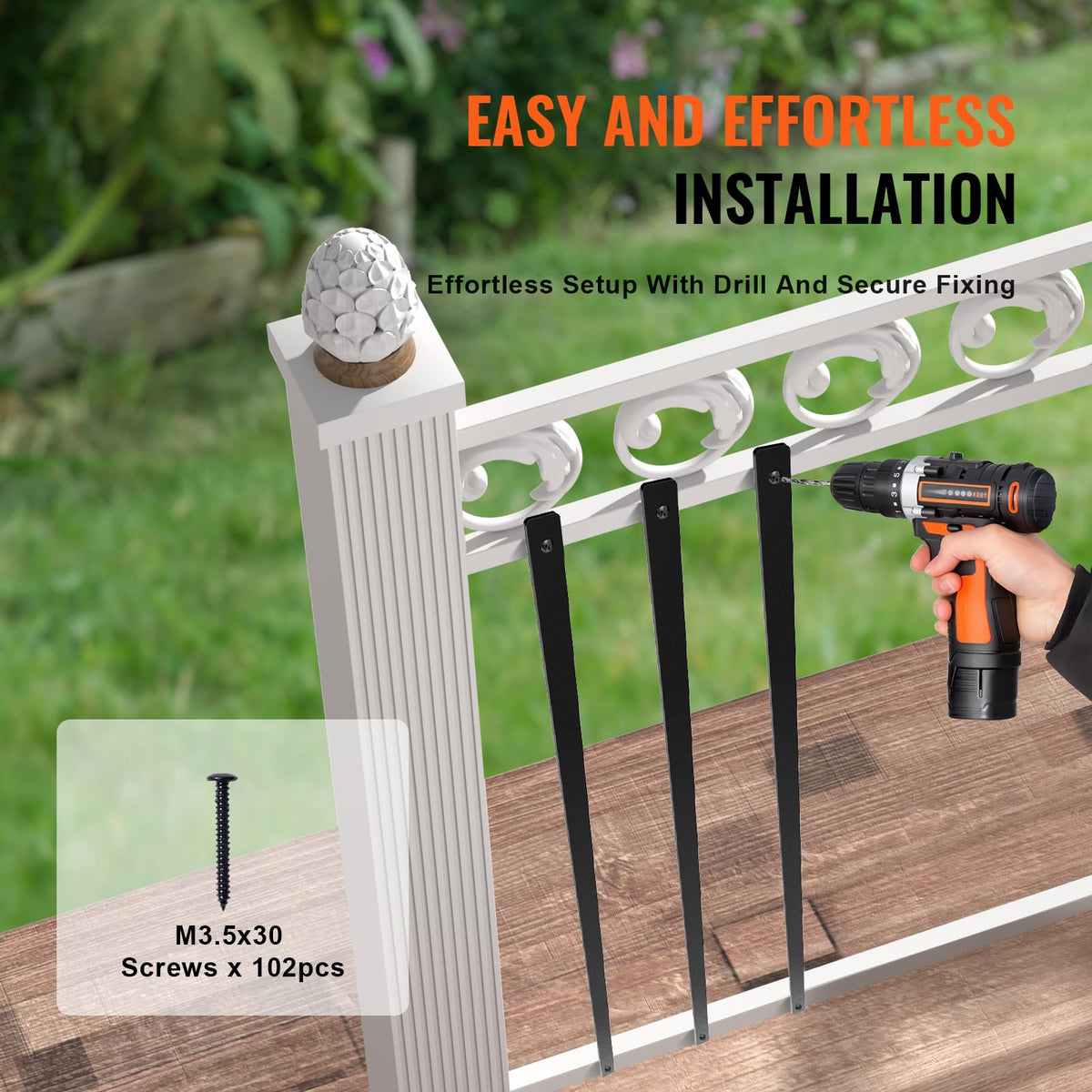 29.5"x1" Flat Aluminum Alloy 51 Pack Satin Black Metal Balusters K654
