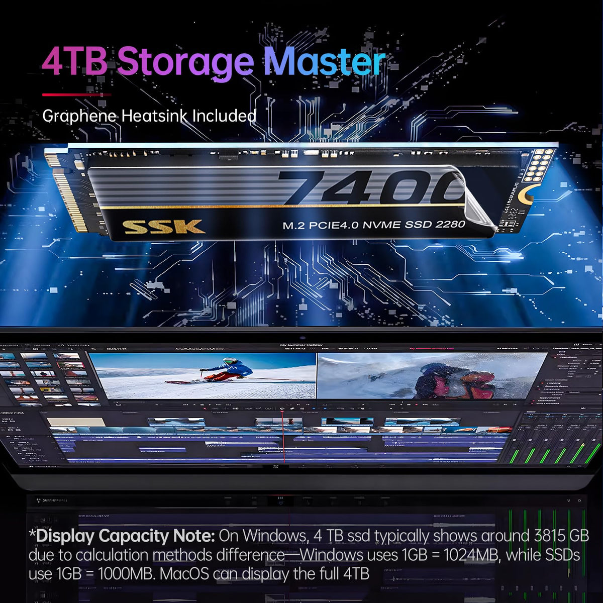 M.2 NVMe SSD 4TB PCIe Gen 4.0 x4 2280 Internal SSD Q4132