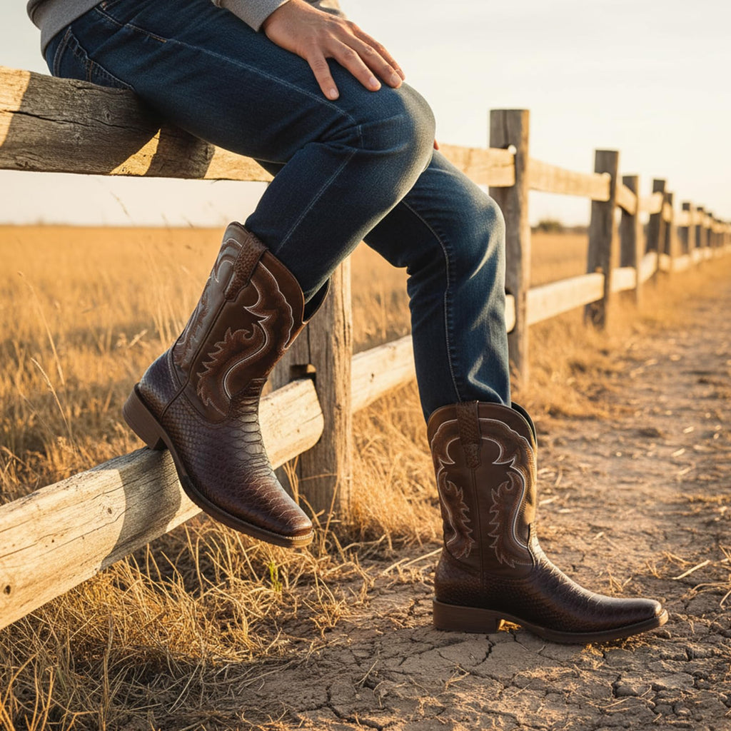Cowboy Boots for Men Square Toe Mid Calf W33977