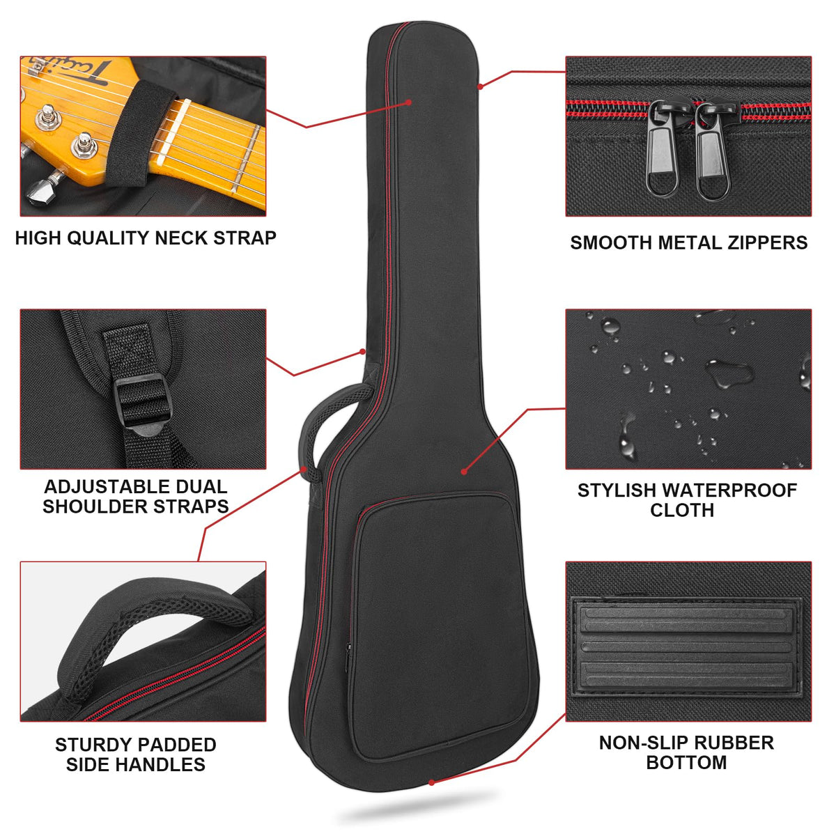 Black Padded Electric Guitar Bag U458