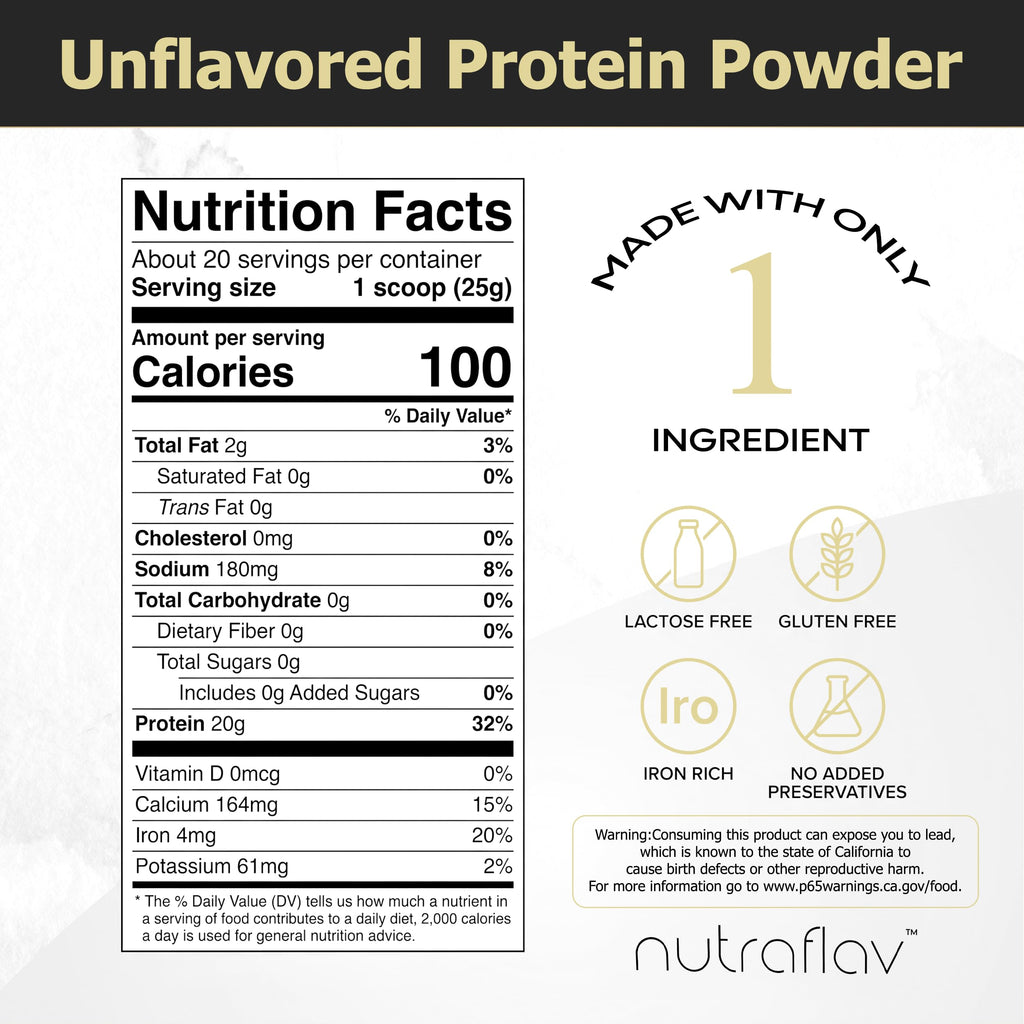 Unflavored Vegan Pea Protein Powder, 20 Servings X3883
