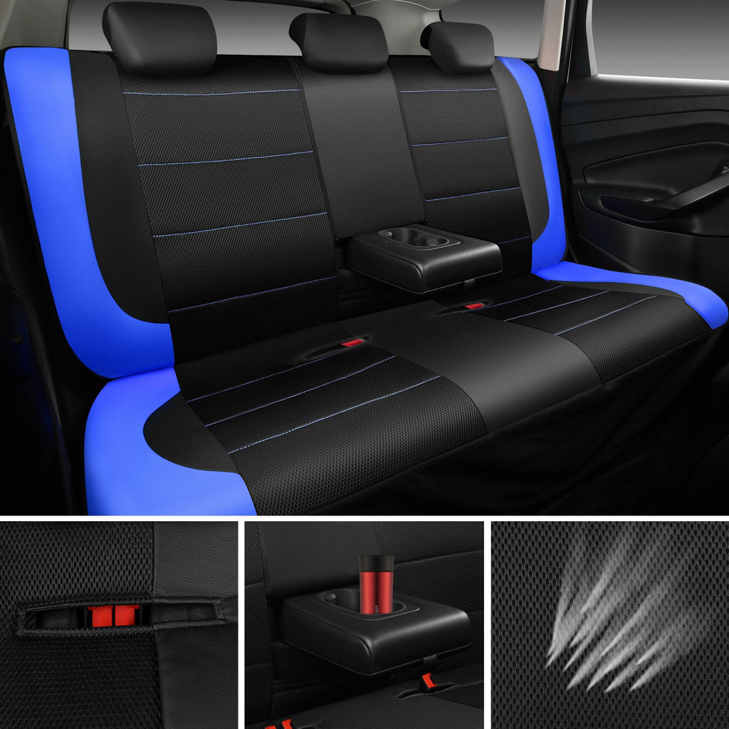 Air Mesh Leather Car Seat Covers Full Set, Waterproof Car Floor Mats, Steering Wheel Cover D1947