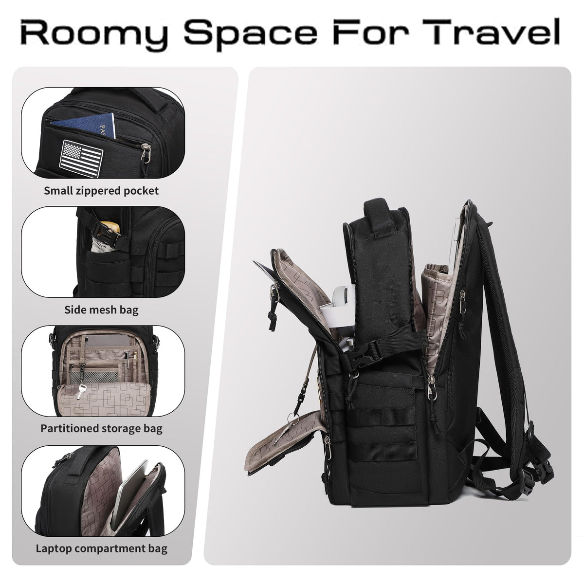 Black Small Tactical Backpack K229