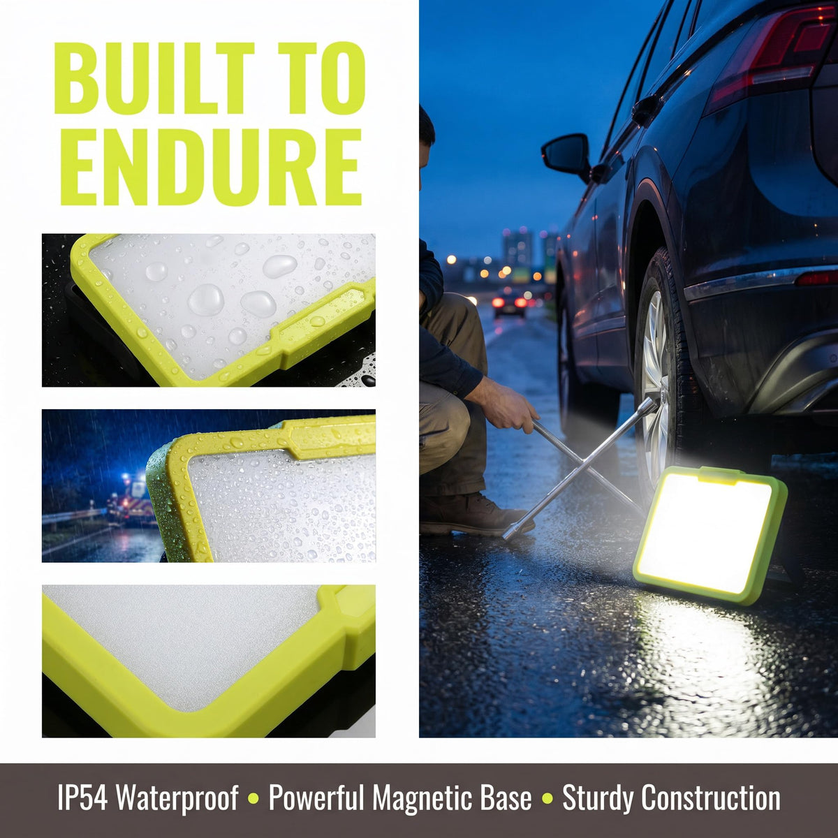 LED Work Light, Rechargeable, 700 LM Magnetic Portable Flood Light with Adjustable Stand, IP54 Waterproof, 3 Lighting Modes with Emergency SOS, 1Pack V62470