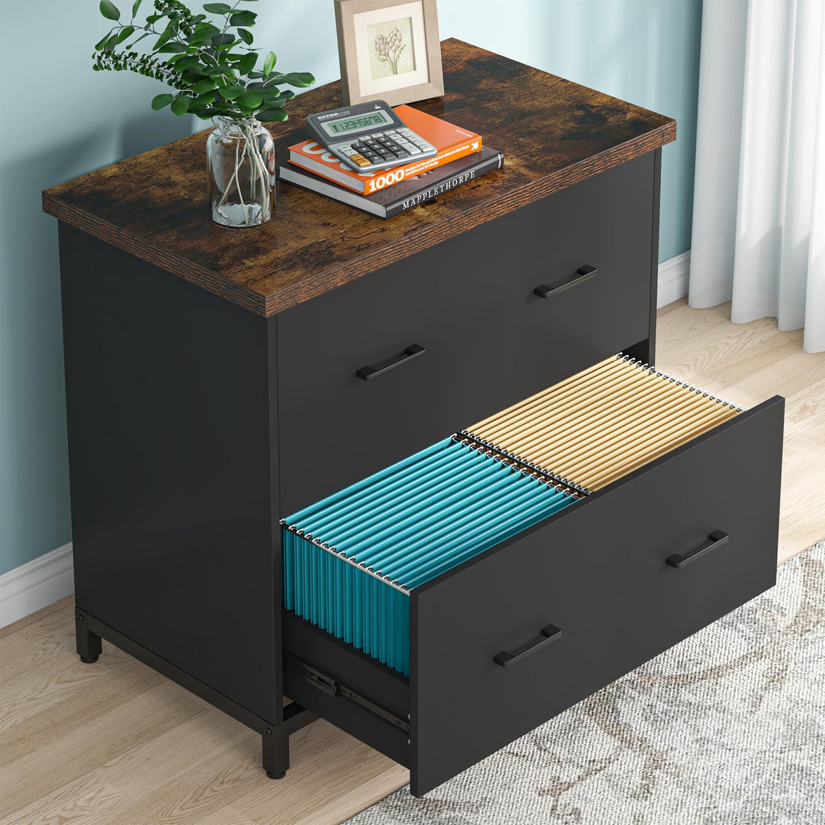 2-Drawer Wood File Cabinet I489