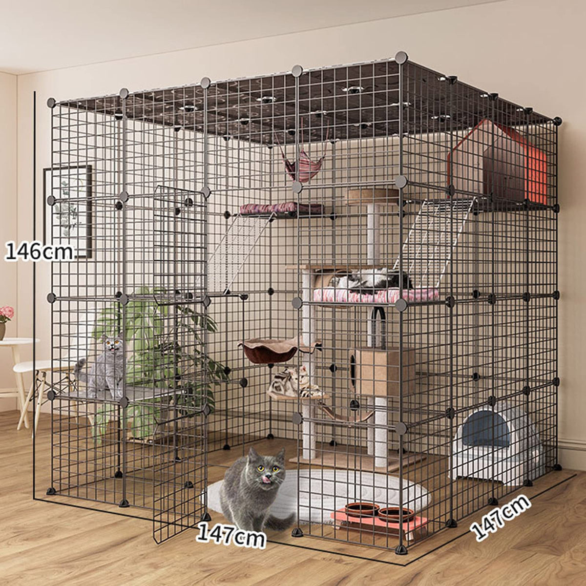 Metal Wire Small Animal Cage 147 * 147 * 146cm L280