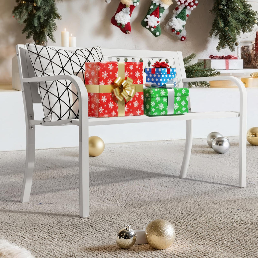 White 2-Person Outdoor Bench P7671