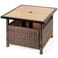 Brown Wicker Square Side Table with Umbrella Hole L876013