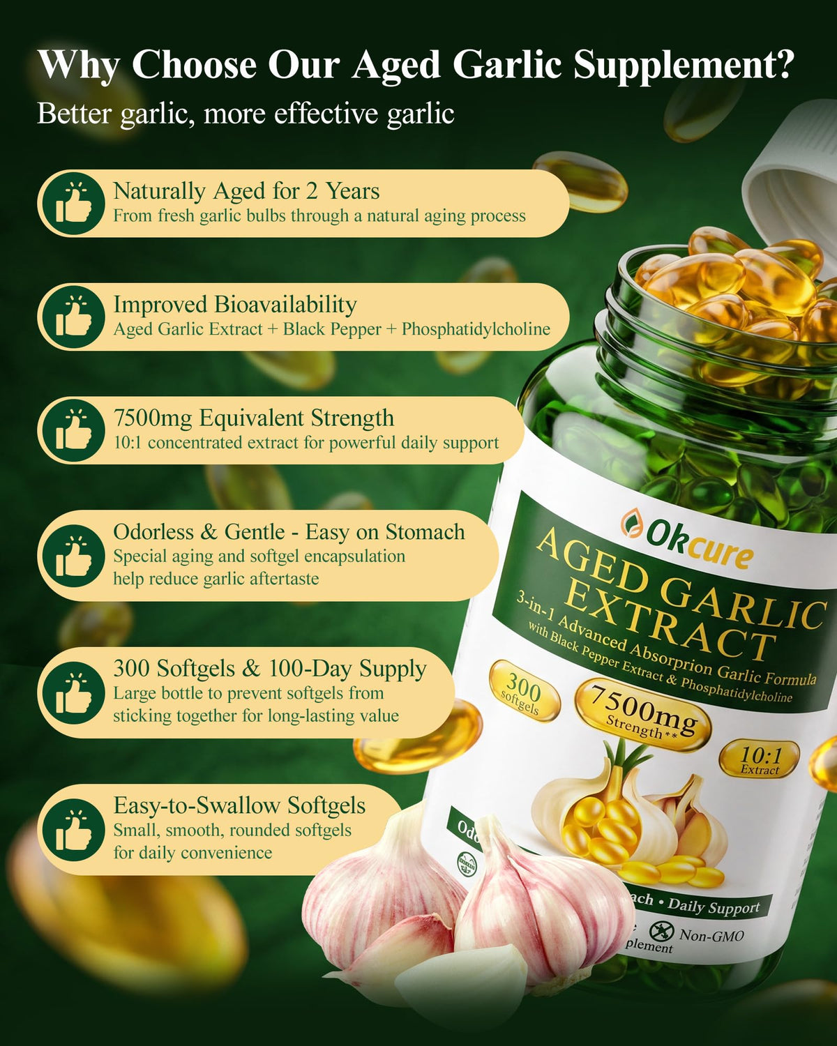 Odorless Garlic Supplement 300 Softgels U505688
