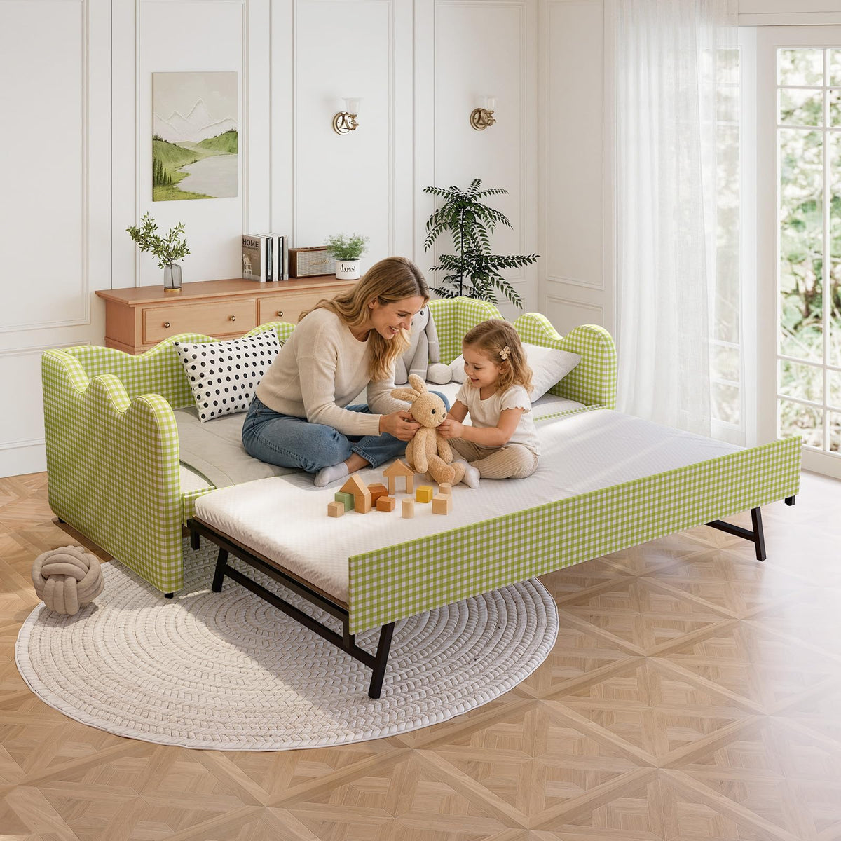 Twin Size Upholstered Daybed with Pop Up Trundle M42862