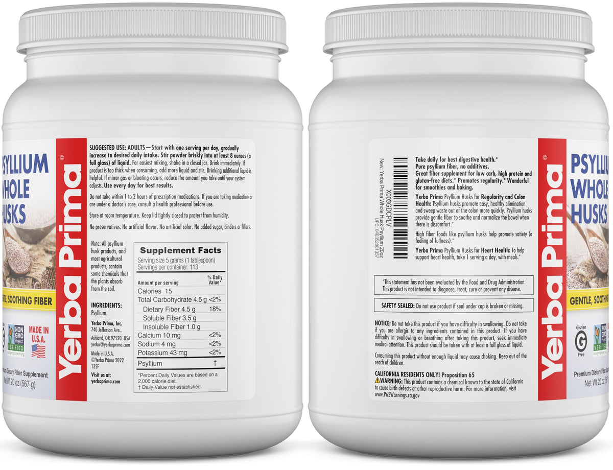 Psyllium Whole Husks Fiber Supplement 20oz S367687