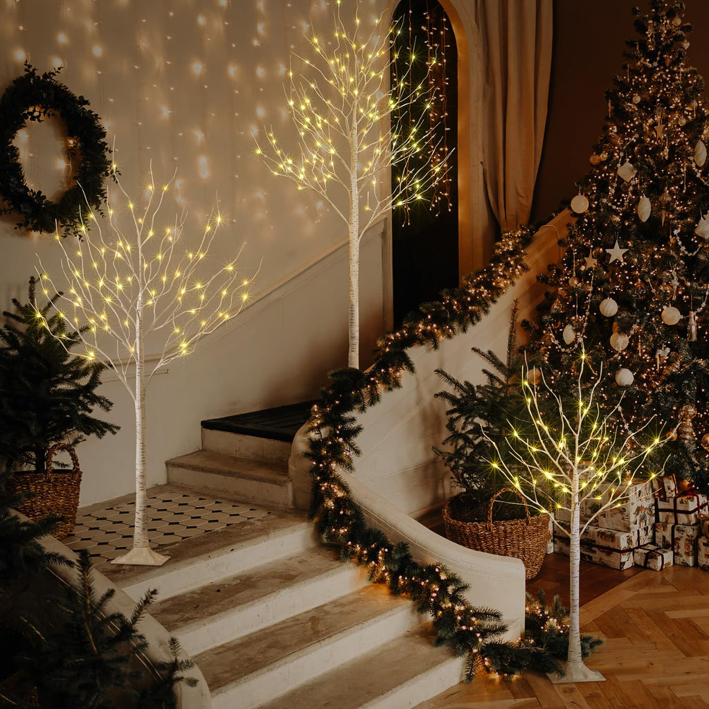 LED Birch Tree Light Set 4ft 6ft 8ft Warm White 3-Pack L666