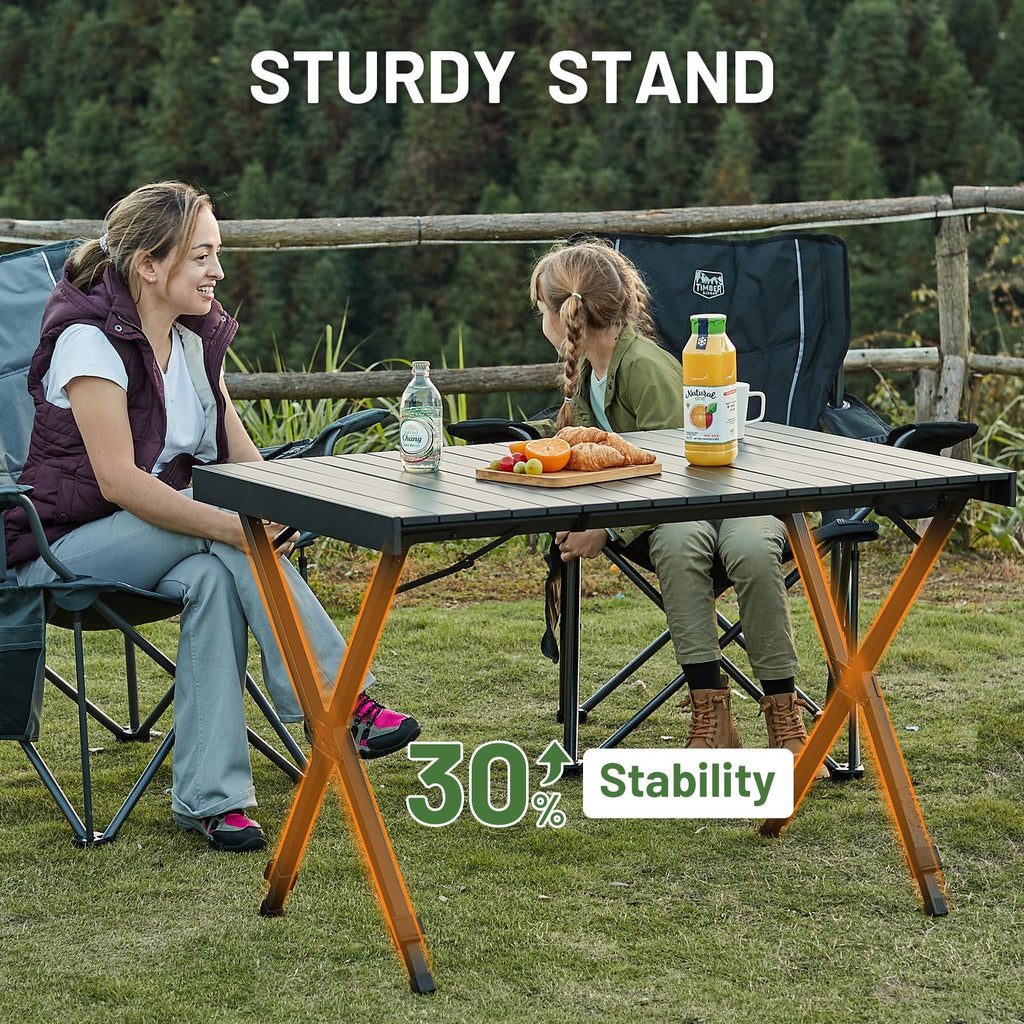 Folding Camping Table Adjustable Height Lightweight Aluminum Black R38578