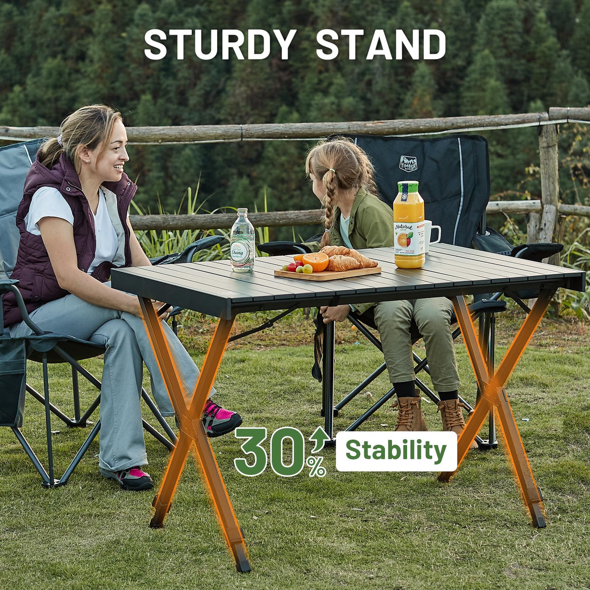 Folding Camping Table Adjustable Height Lightweight Aluminum Black R38578