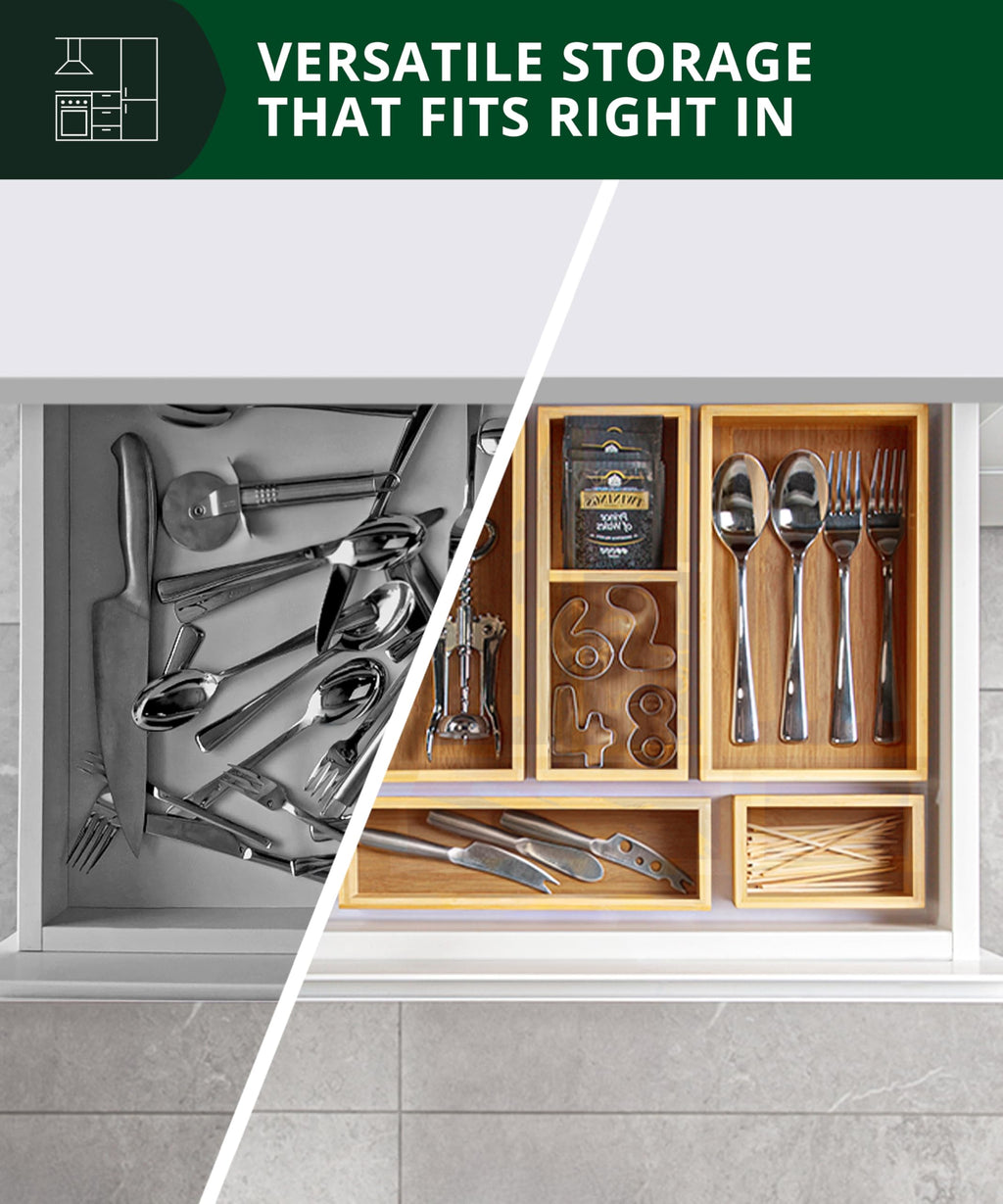 5-Piece Bamboo Drawer Organizer Set D60191