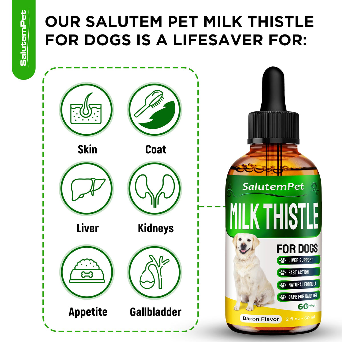 Milk Thistle Dog Liver Supplement 2 Oz F696714