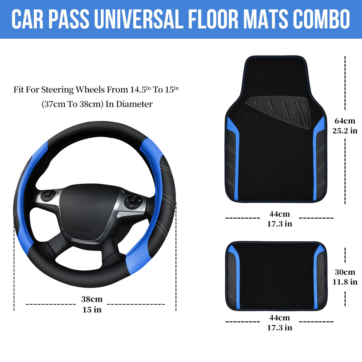 Air Mesh Leather Car Seat Covers Full Set, Waterproof Car Floor Mats, Steering Wheel Cover D1947