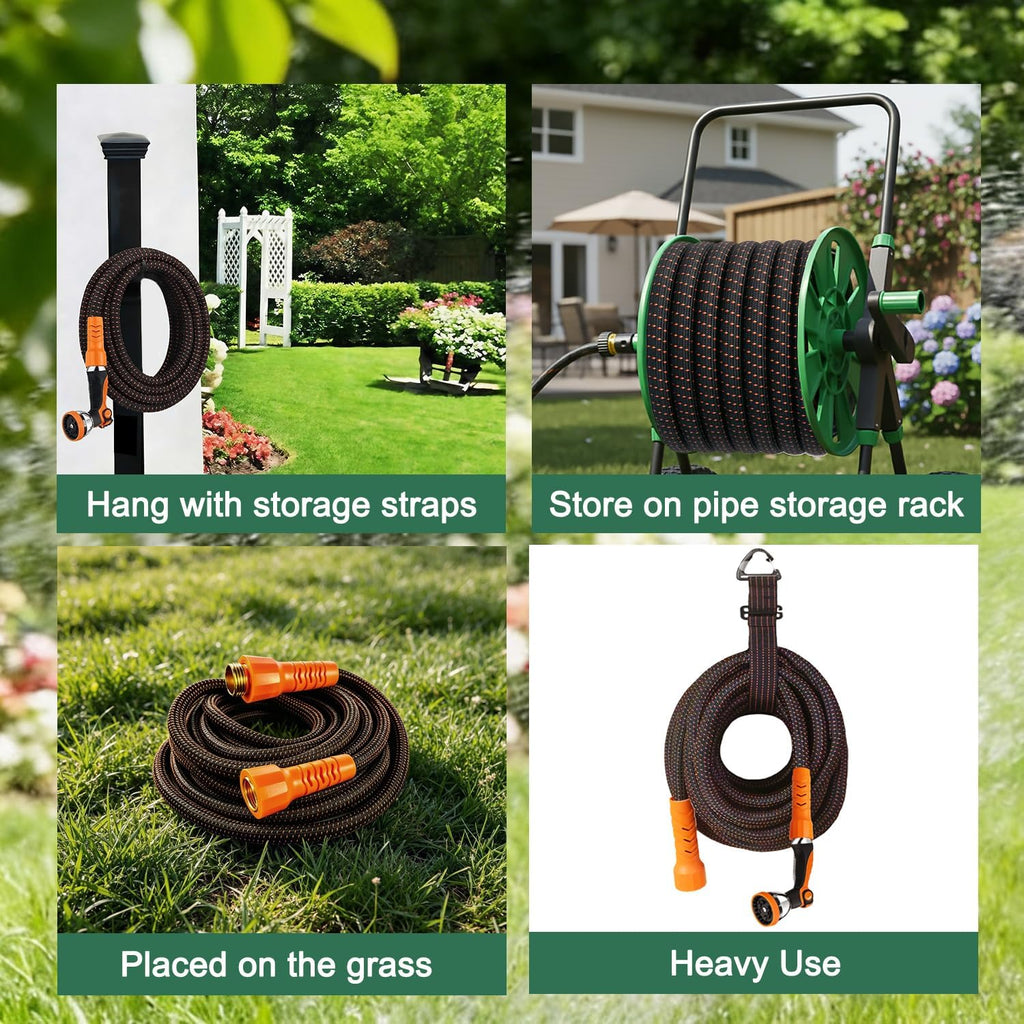100FT Flexible Garden Hose with 10 Modes Nozzle S8013