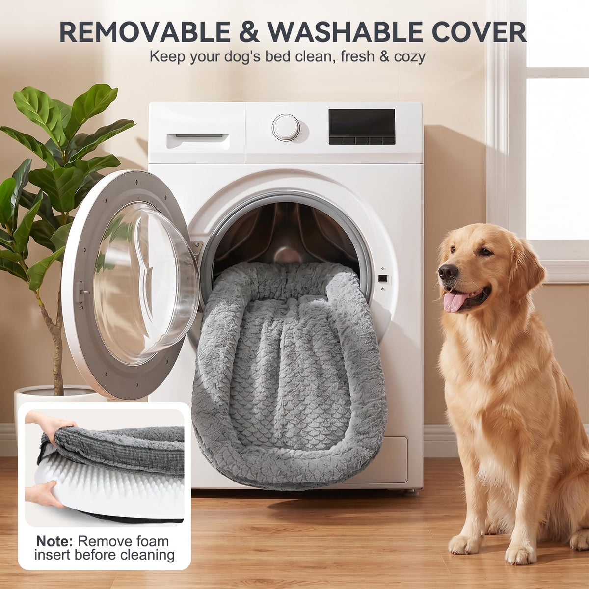 XL Grey Memory Foam Orthopedic Dog Bed with Washable Cover V7867