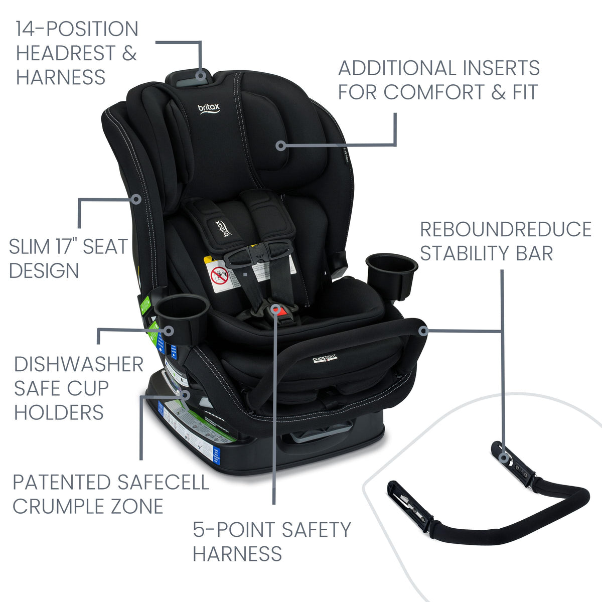 Convertible Car Seat with Slim 17-Inch Design R497
