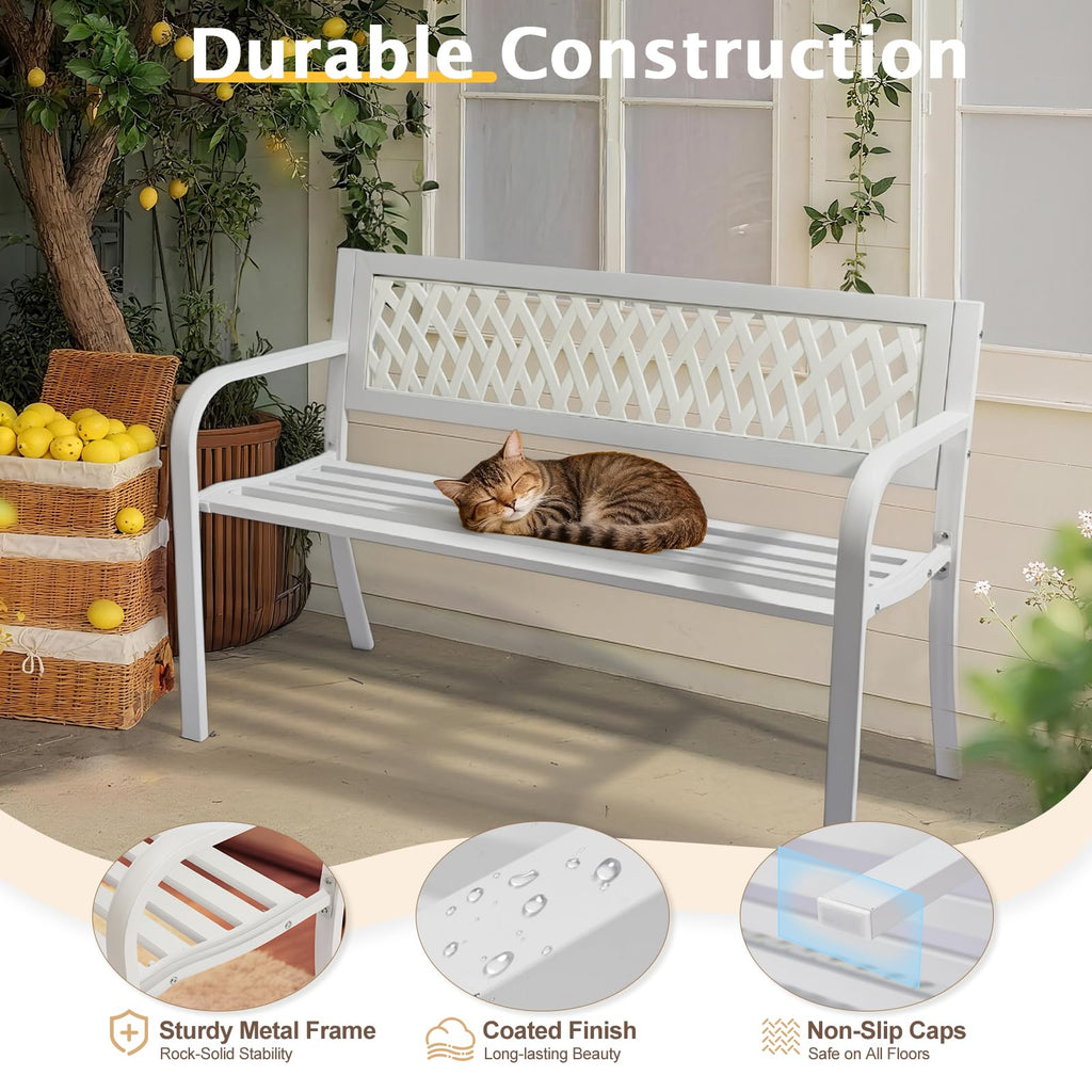White 2-Person Outdoor Bench P7671
