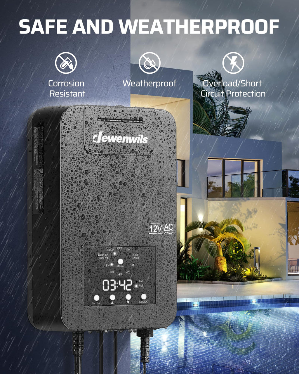 200W Low Voltage Transformer with Photocell Sensor & Timer M883502