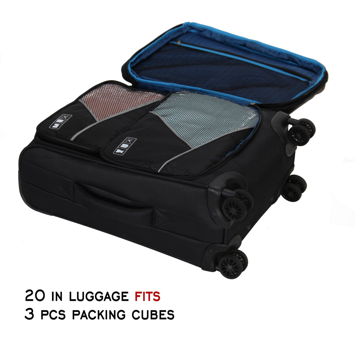 Rolling Backpack with Wheels 43L with Packing Cubes Set M2427