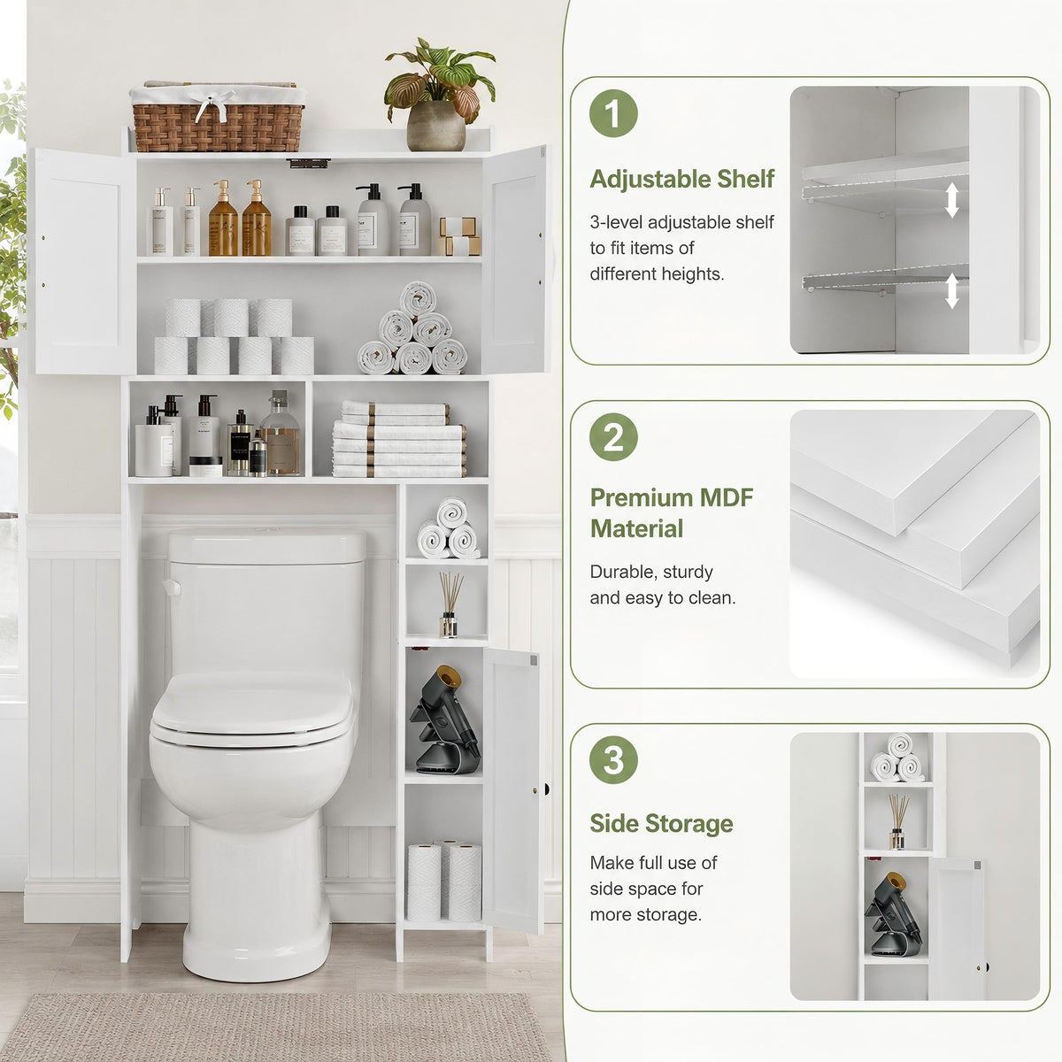 Wooden Over The Toilet Storage Cabinet with Barn Door V844963
