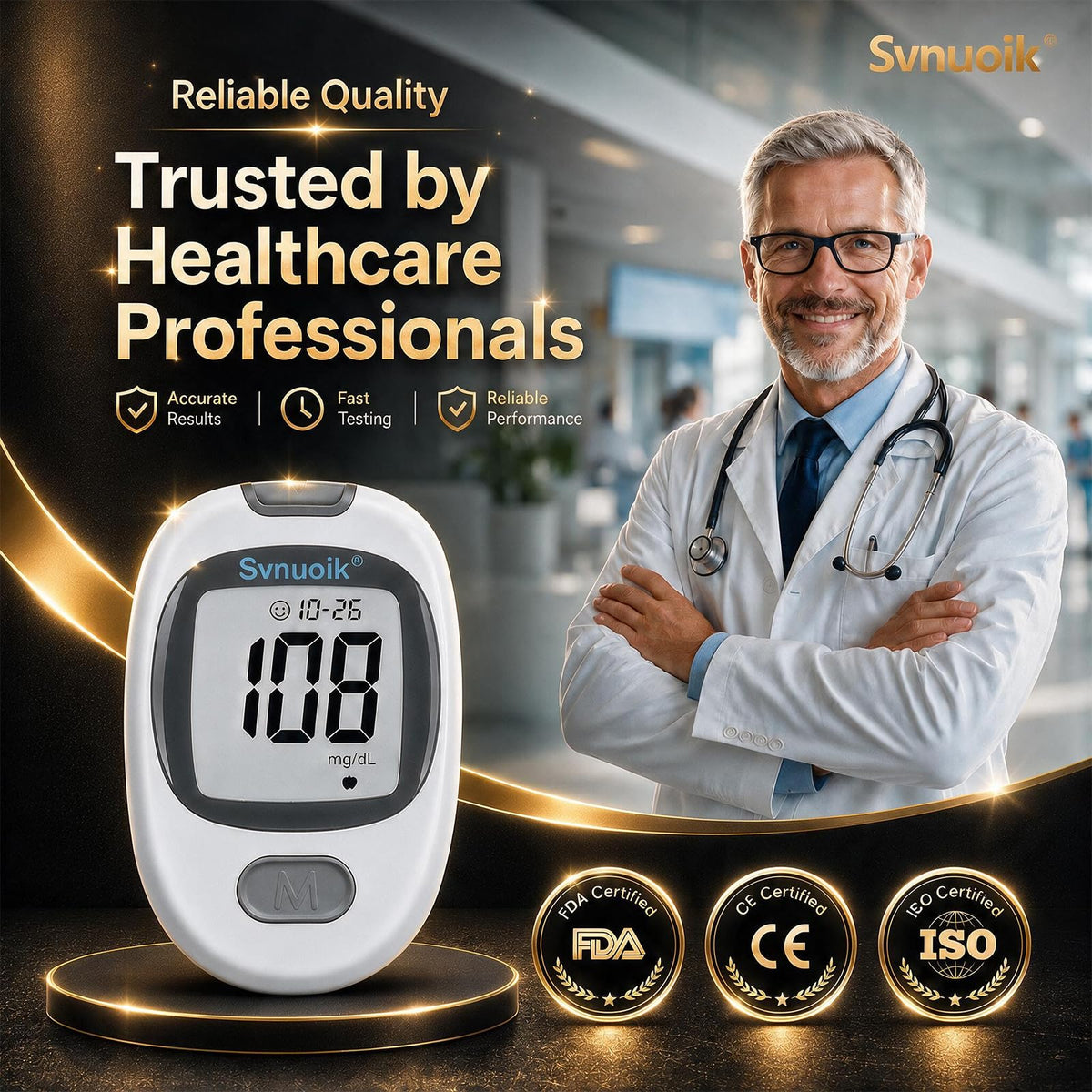 Blood Glucose Monitor Kit with 100 Strips & Lancets X278