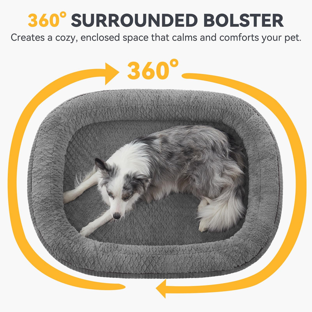 XL Grey Memory Foam Orthopedic Dog Bed with Washable Cover V7867