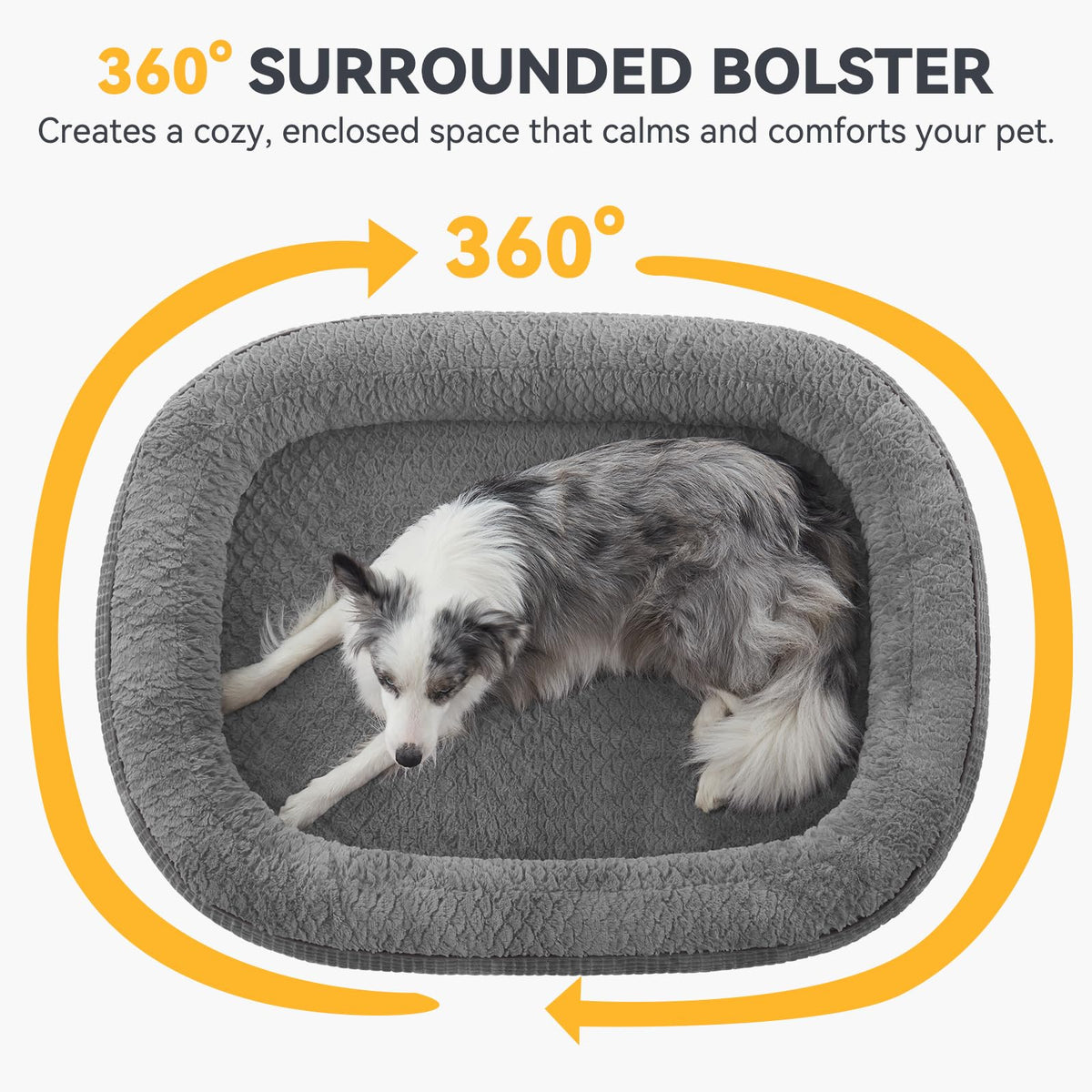 XL Grey Memory Foam Orthopedic Dog Bed with Washable Cover V7867