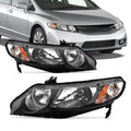 2006-2011 Honda Civic 4 Door Black Headlights Pair H73181