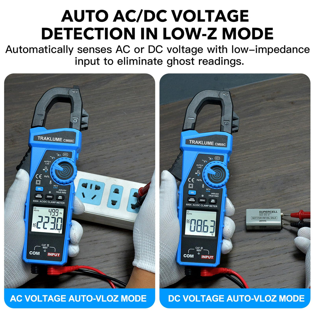 600A AC/DC TRMS Clamp Meter Multimeter K8583