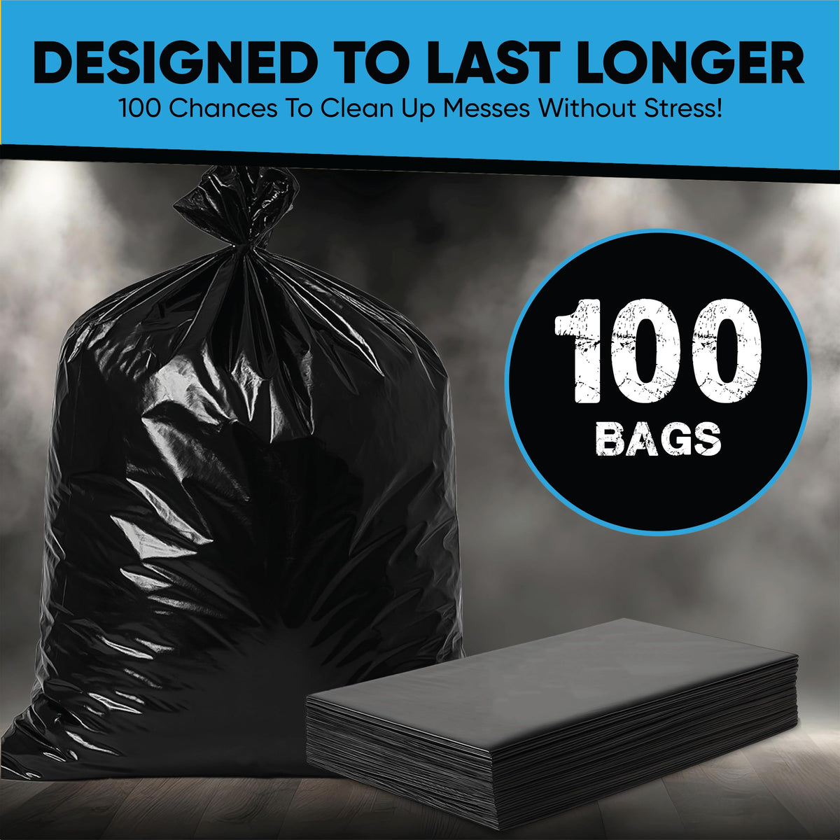 45 Gallon Heavy Duty Black Trash Bags 100 Count W39391