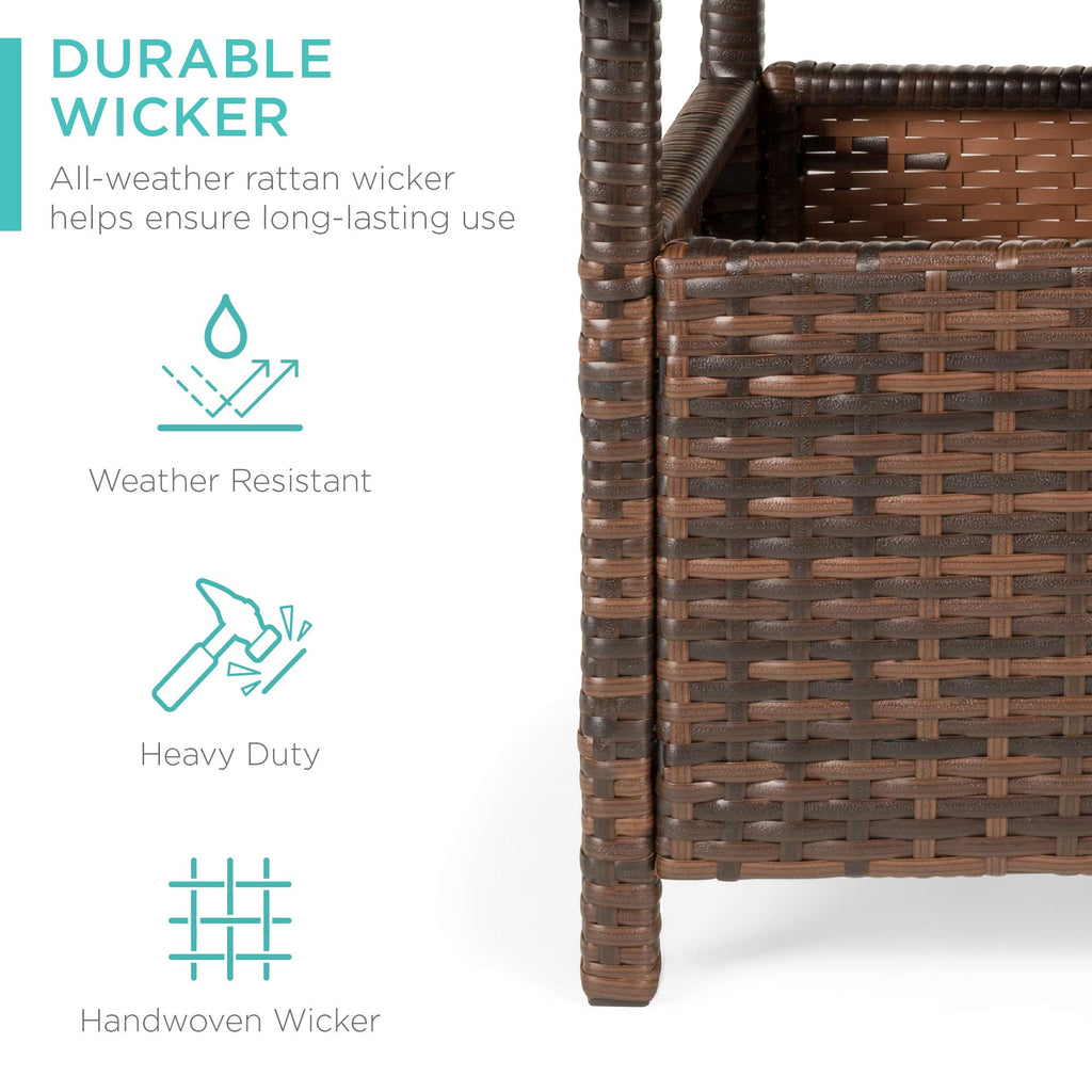 Brown Wicker Square Side Table with Umbrella Hole L876013