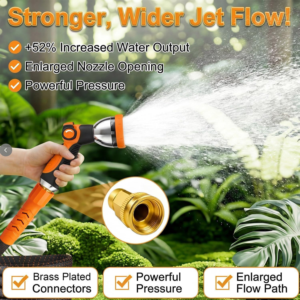 100FT Flexible Garden Hose with 10 Modes Nozzle S8013