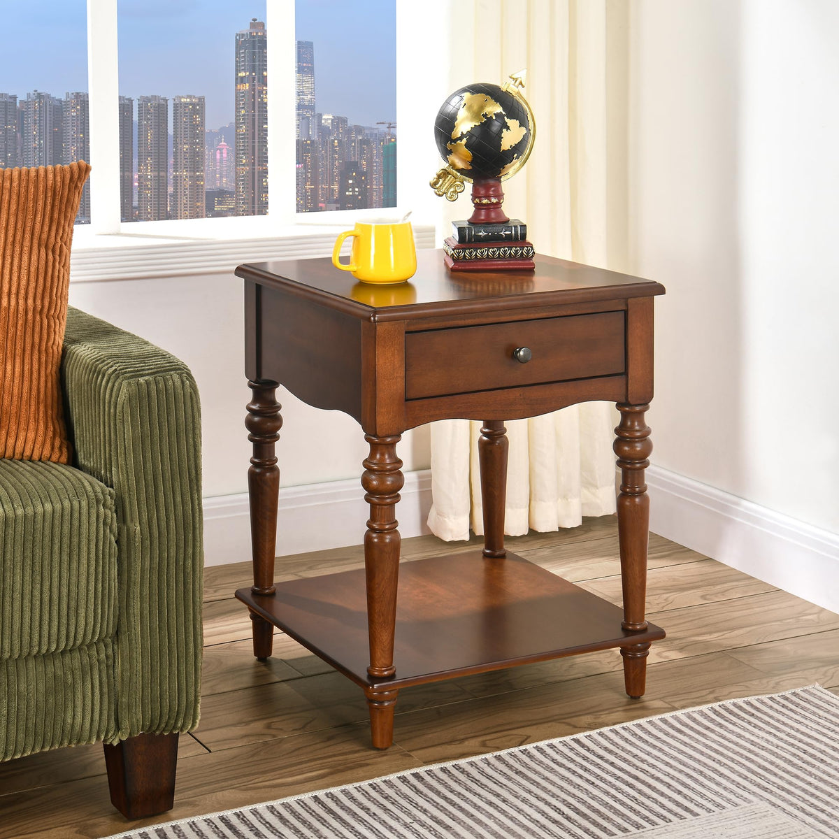 Solid Wood End Table with Drawer O926