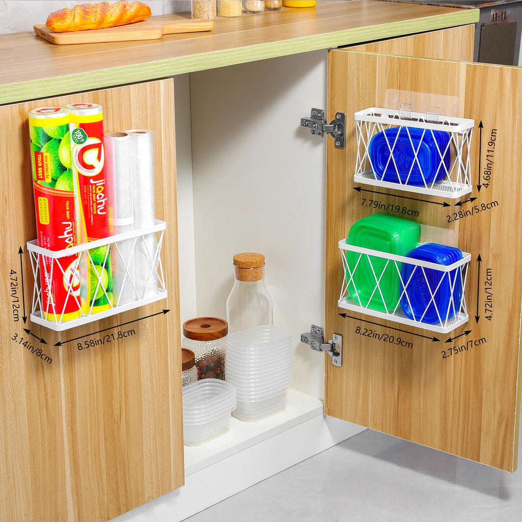 3 Pack White Stainless Steel Adhesive Cabinet Door Organizer H892045